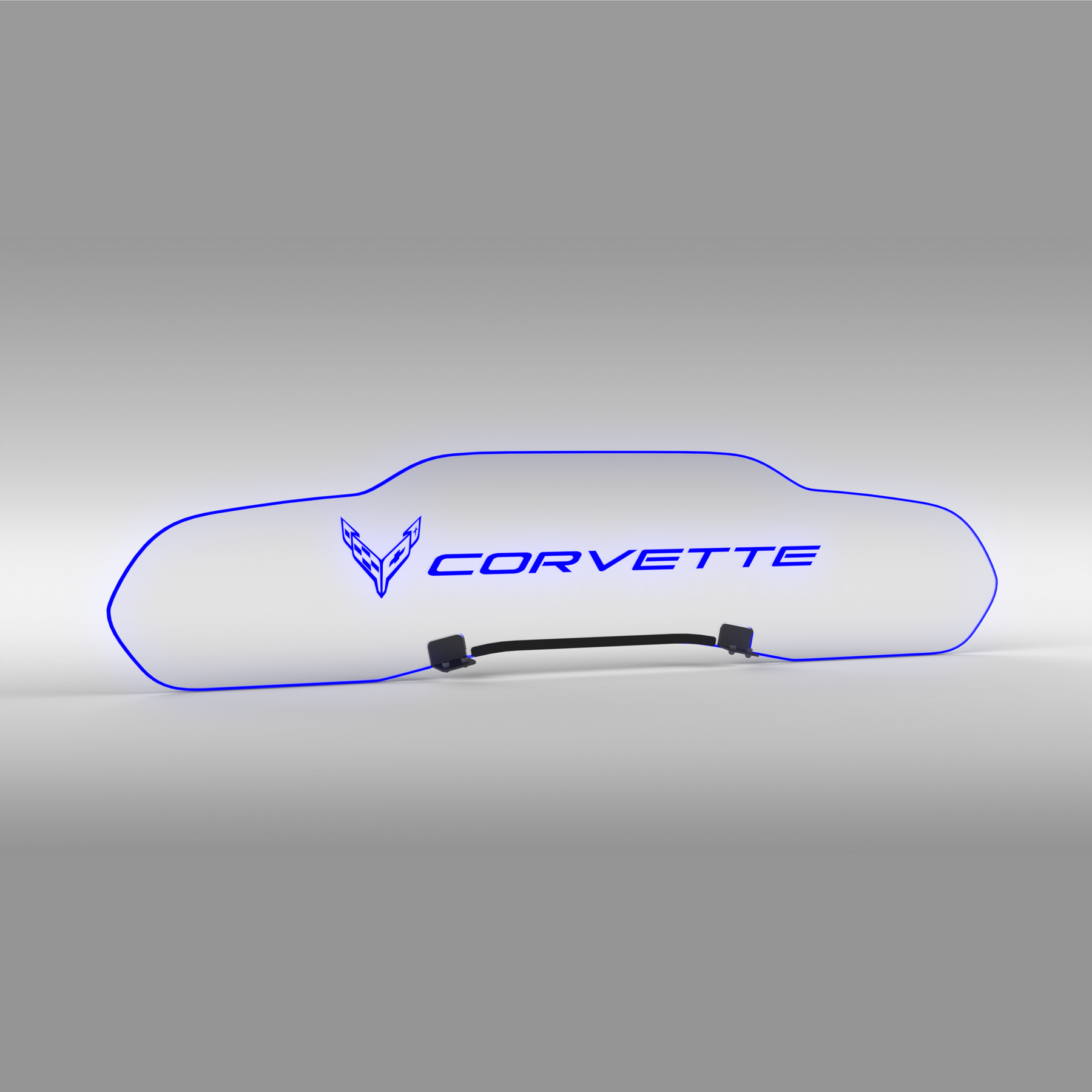 EOS WindRestrictor® C8 Coupe Rear Add On Glow - Flags + Corvette Text, Blue